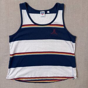 Vintage-Inspired Atari Rainbow Stripe Tank Top Junk Food Clothing XL Retro 80s